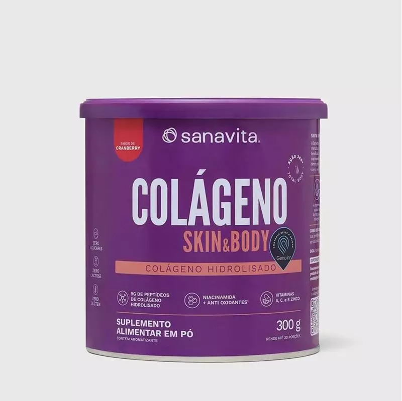 Colágeno Skin & Body 300g Cranberry - Sanavita